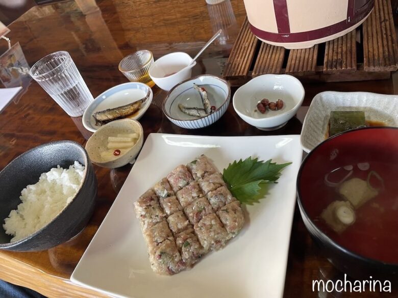 アジのなめろう定食の写真。